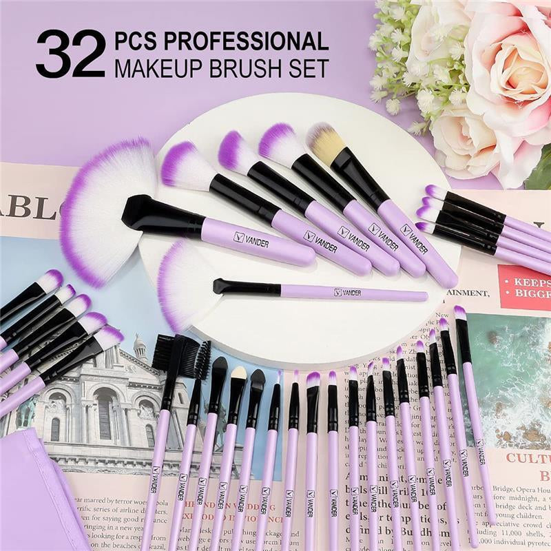 Make up Brushes, VANDER Professional 32Pcs Makeup Brush Set, Makeup Brushes Set Foundation Blending Cosmetic Brush Set Kit,Purple