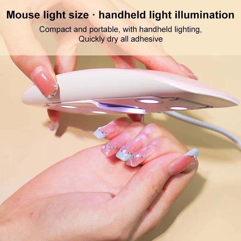 6W Mini Nail Dryer Machine Portable 6 LED UV Manicure Lamp Home Use Nail Lamp for Drying Polish Varnish with USB Cable