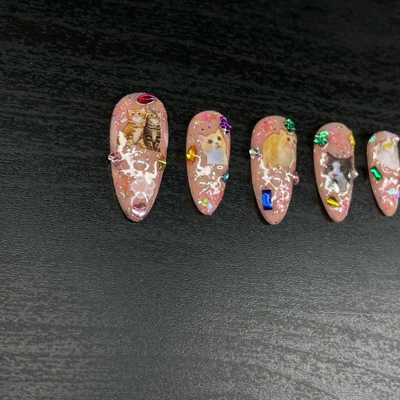 Handmade Custom Cat Press on Nails